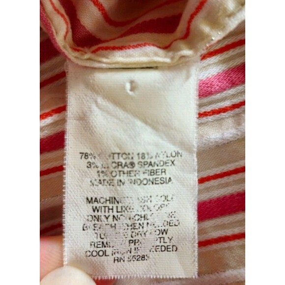 Express Design Studio Pink Tan Sparkle Stripe Dress Shirt Roll Tab Sleeves L - Picture 8 of 11